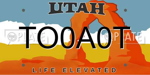 TO0A0T Utah License Plate