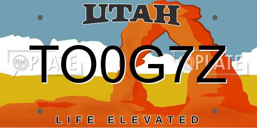 TO0G7Z Utah License Plate