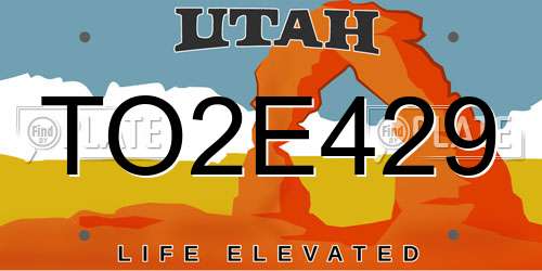 TO2E429 Utah License Plate