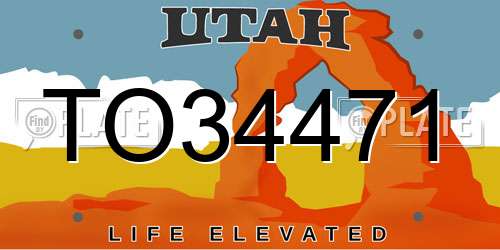 TO34471 Utah License Plate