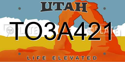 TO3A421 Utah License Plate