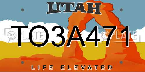 TO3A471 Utah License Plate