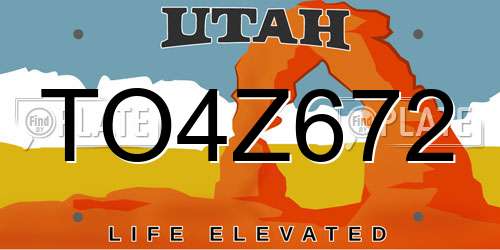 TO4Z672 Utah License Plate