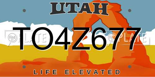 TO4Z677 Utah License Plate