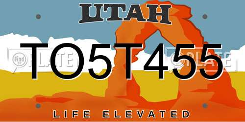 TO5T455 Utah License Plate
