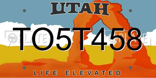 TO5T458 Utah License Plate