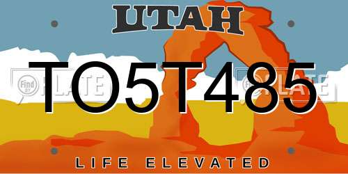TO5T485 Utah License Plate