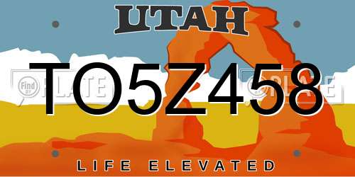 TO5Z458 Utah License Plate