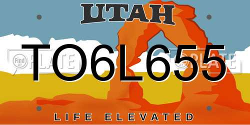 TO6L655 Utah License Plate