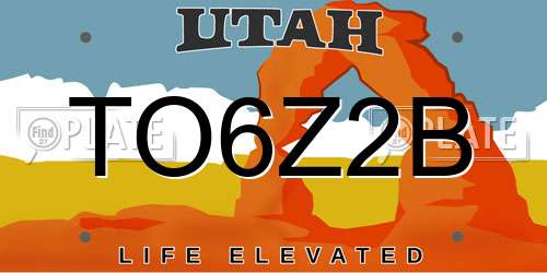 TO6Z2B Utah License Plate