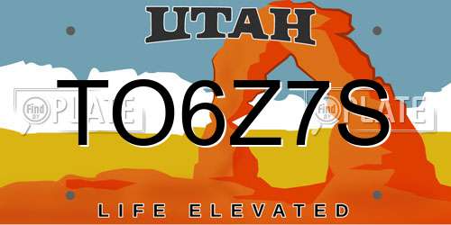 TO6Z7S Utah License Plate