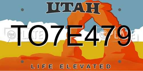 TO7E479 Utah License Plate