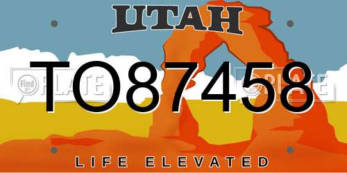 TO87458 Utah License Plate