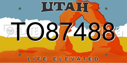 TO87488 Utah License Plate