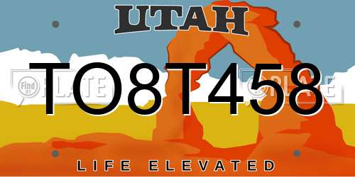 TO8T458 Utah License Plate