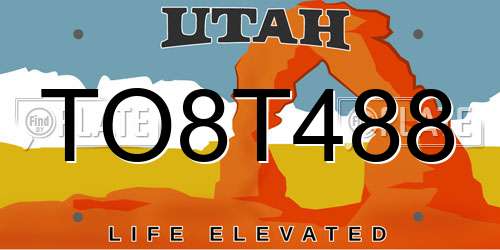 TO8T488 Utah License Plate
