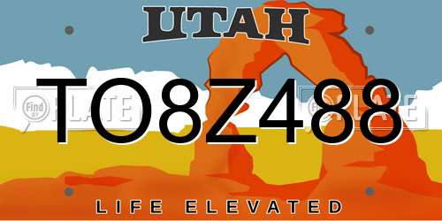 TO8Z488 Utah License Plate