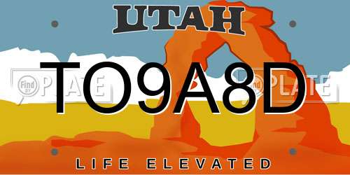 TO9A8D Utah License Plate