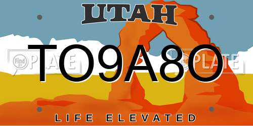 TO9A8O Utah License Plate