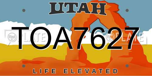 TOA7627 Utah License Plate