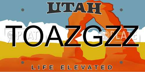 TOAZGZZ Utah License Plate