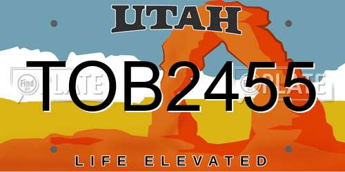 TOB2455 Utah License Plate