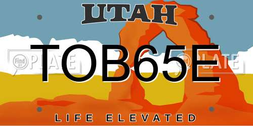TOB65E Utah License Plate
