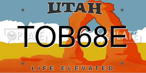 TOB68E Utah License Plate