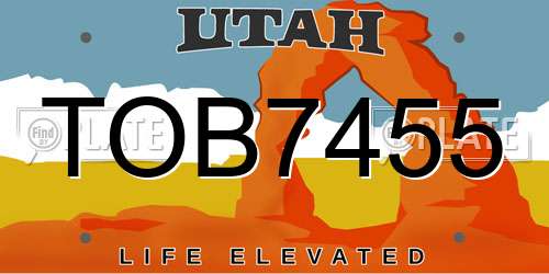 TOB7455 Utah License Plate