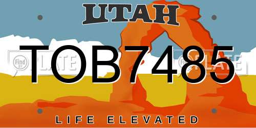 TOB7485 Utah License Plate
