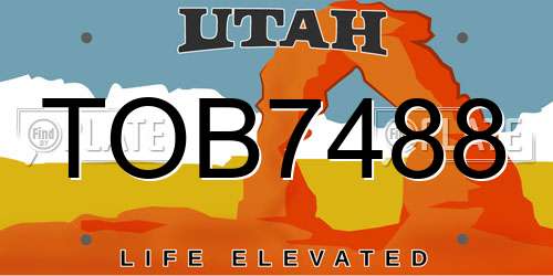 TOB7488 Utah License Plate