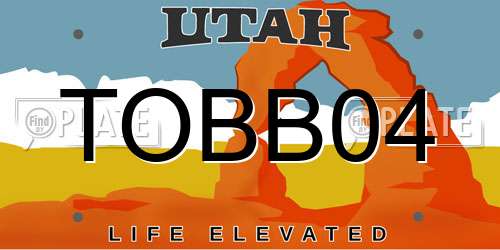 TOBB04 Utah License Plate