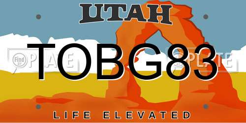 TOBG83 Utah License Plate