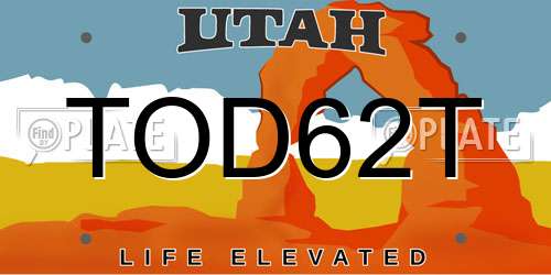 TOD62T Utah License Plate