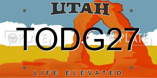 TODG27 Utah License Plate