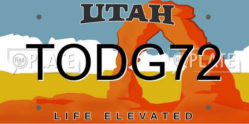 TODG72 Utah License Plate