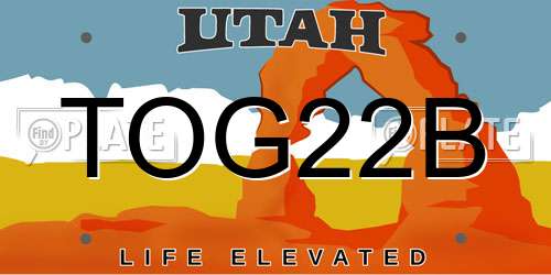 TOG22B Utah License Plate