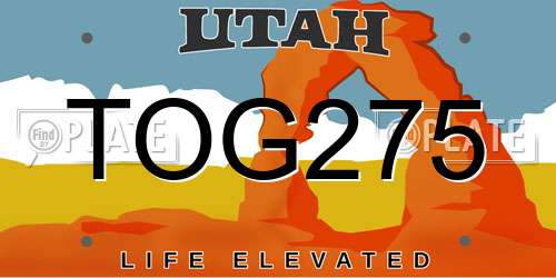 TOG275 Utah License Plate