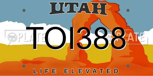 TOI388 Utah License Plate
