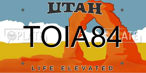 TOIA84 Utah License Plate