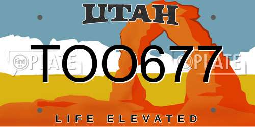 TOO677 Utah License Plate