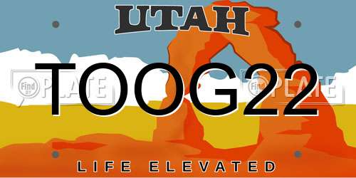 TOOG22 Utah License Plate