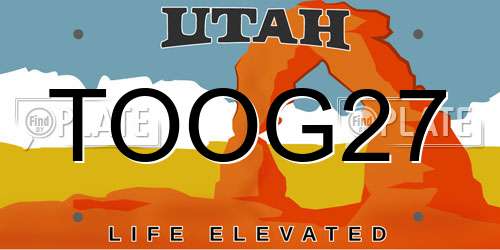 TOOG27 Utah License Plate