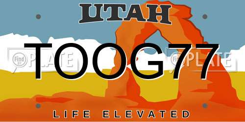TOOG77 Utah License Plate