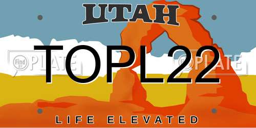 TOPL22 Utah License Plate