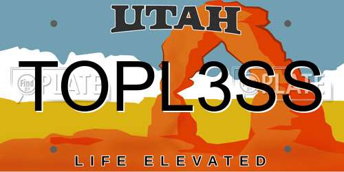 TOPL3SS Utah License Plate