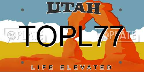 TOPL77 Utah License Plate
