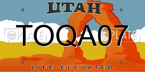 TOQA07 Utah License Plate