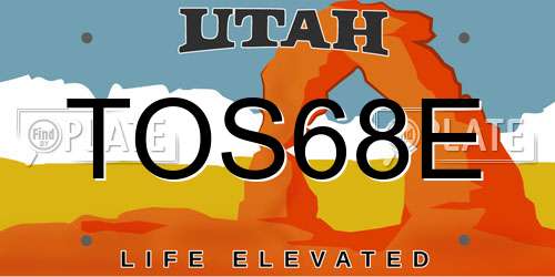 TOS68E Utah License Plate