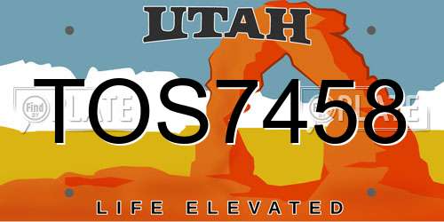 TOS7458 Utah License Plate